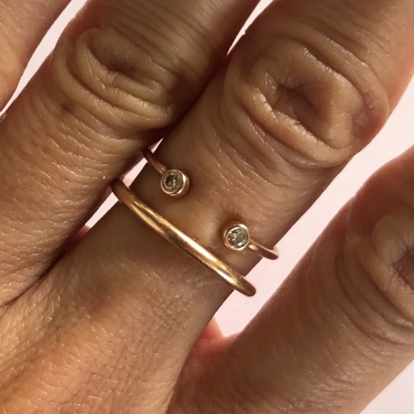 Liven Co. Jewelry - LIVEN CO. Diamond Open Bezel 14k Rose Gold Ring 7